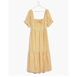 Madewell Square-Neck Tiered Midi Dress in Sunflower Field Size XS